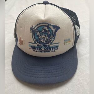 Vintage Bringe Music Center Trucker Hat – Band Logo + Pins – St. Petersburg FL